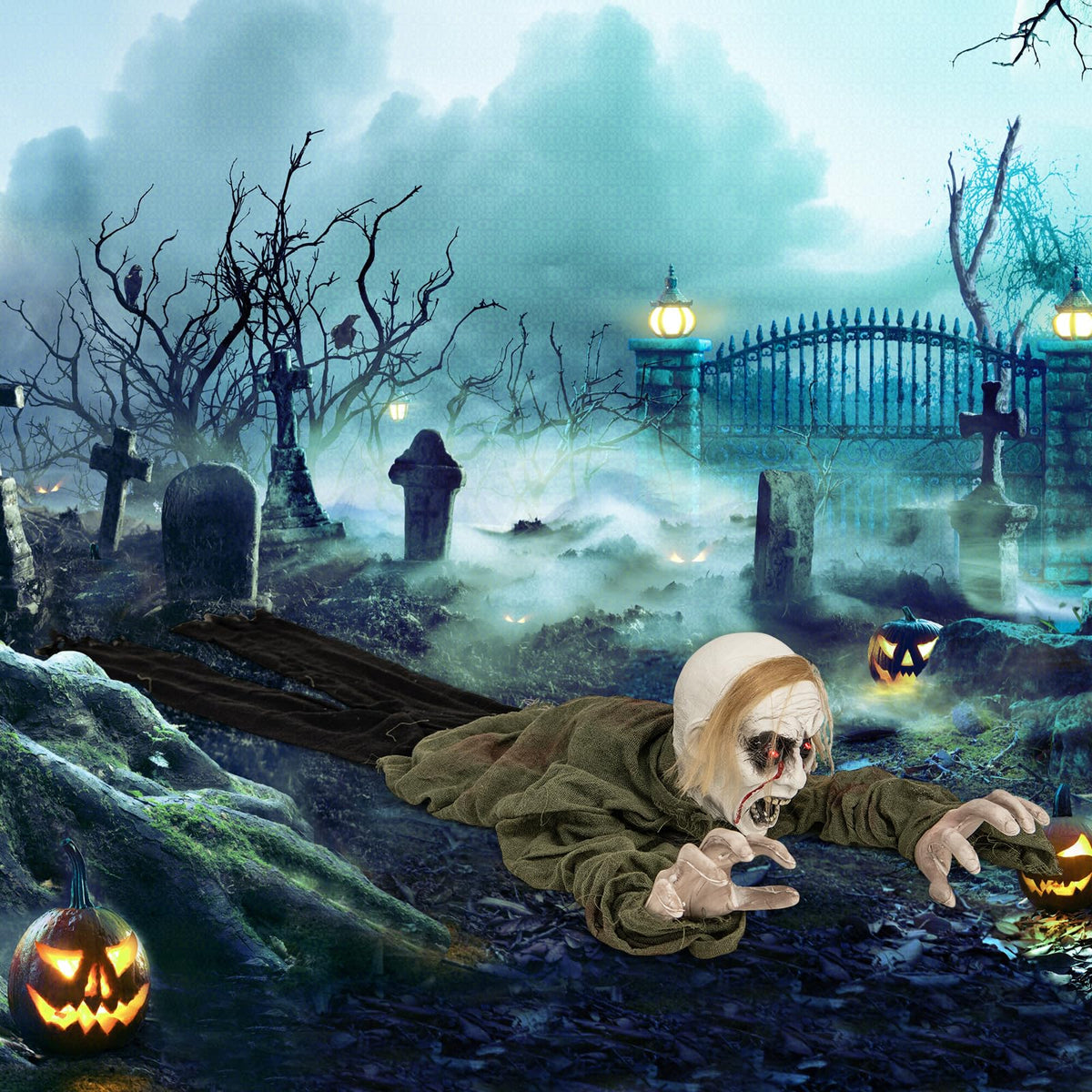 Lucktree Halloween Skeleton Groundbreaker Decoration, Sound-Actived Halloween Party Decoration