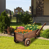 Lucktree Wooden Wagon Planter Box, Decorative Wagon Cart with Wheels, Handles