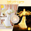 Lucktree 5.2 FT Christmas Lighted Angel, Pre-Lit Winged Holiday Figure Angel with180 Warm White LED Lights