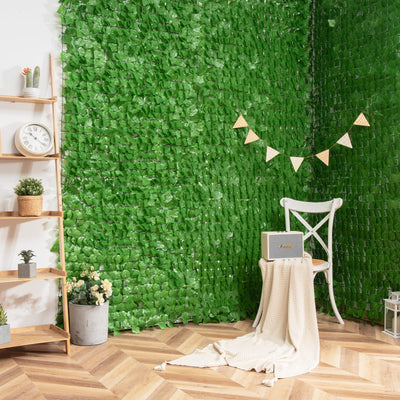 Lucktree 118" x 39.4" Artificial Hedges Fence Faux Ivy Vine Greenery Wall