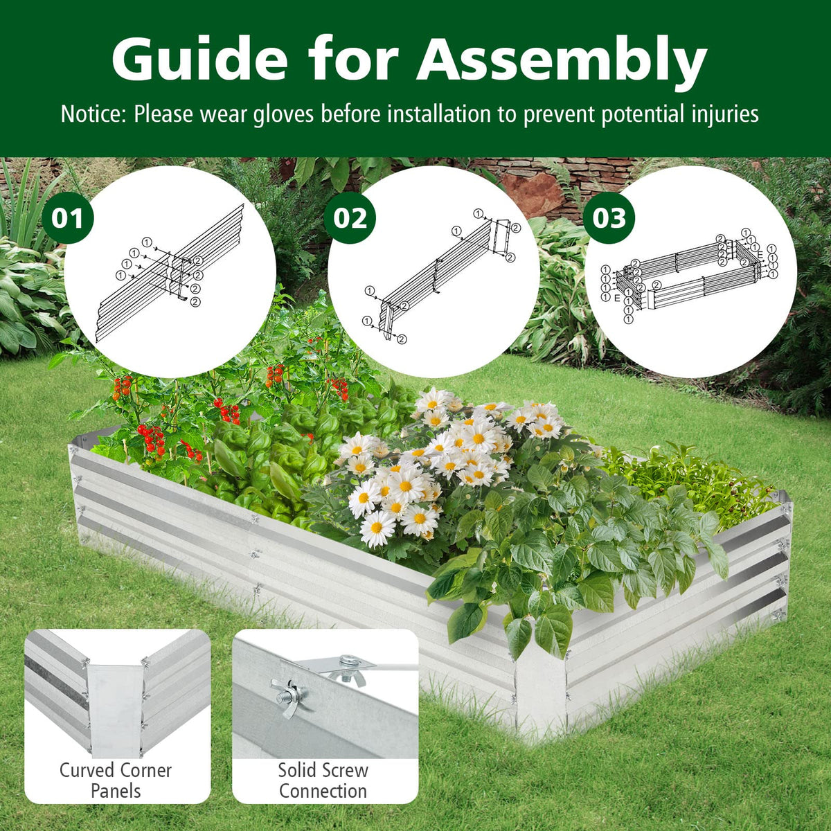 Lucktree Galvanized Raised Garden Bed