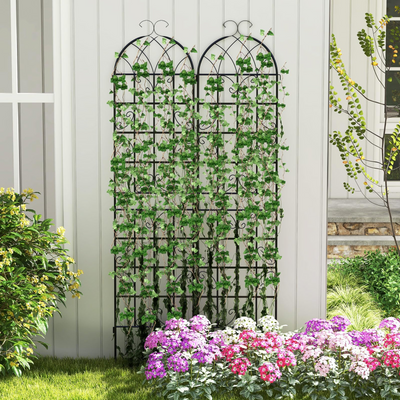 Lucktree 2 Pack Trellis for Climbing Plants Outdoor, 7 FT Tall Galvanized Steel Garden Trellis