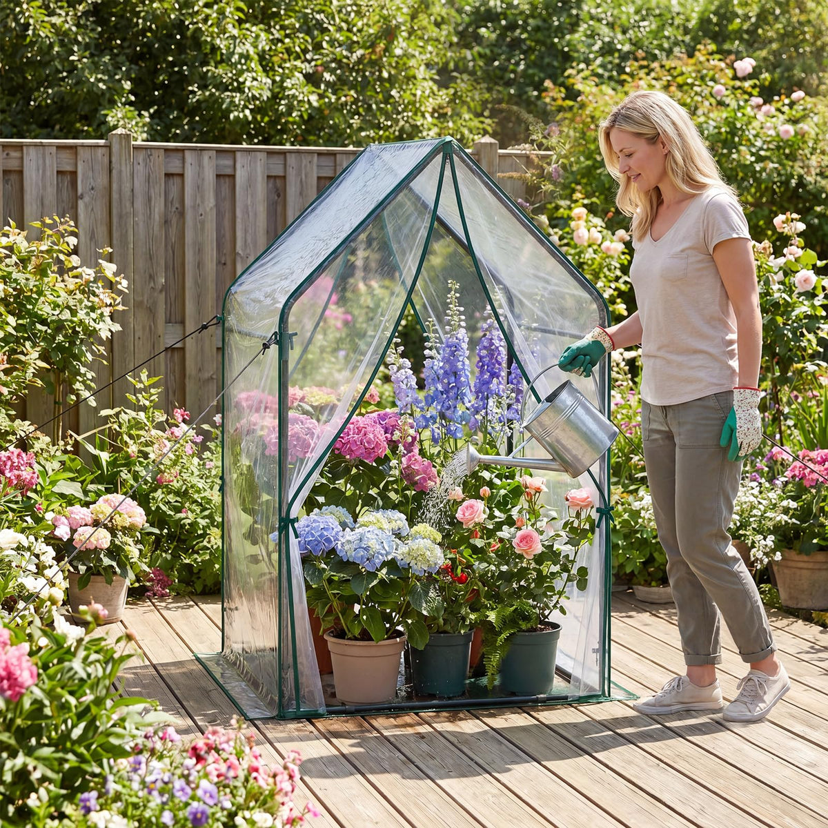 Lucktree Mini Outdoor Portable Green House with Sturdy Metal Frame