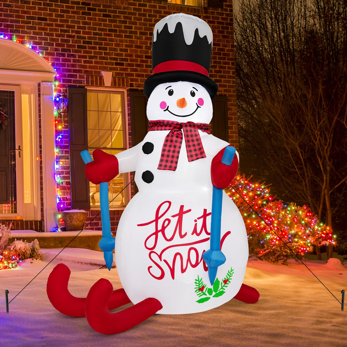 Lucktree 6 FT Lighted Christmas Inflatable Skiing Snowman