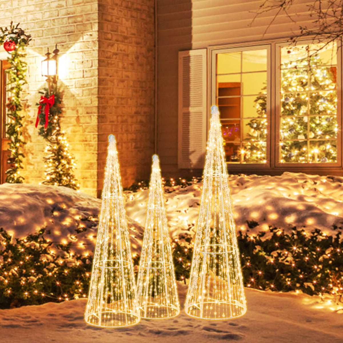 Lucktree Set of 3 Lighted Christmas Cone Trees