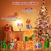 Lucktree Lighted Gift Boxes, Set of 4 Stackable Pre-lit Box Decorations with Warm White LED Lights & Pre-Assembled Ribbons