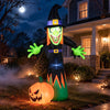 Lucktree 8 FT Halloween Inflatable Witch & Pumpkin with Built-in LED Lights