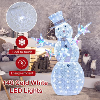 Lucktree 5 FT Lighted Snowman Christmas Outdoor Decoration with Hat, Scarf & Stars