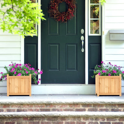 Lucktree 15” Planter Raised Garden Bed - Wooden Planting Box, Outdoor Folding Square Planter