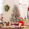 Lucktree 6ft Pre-Lit Snow Flocked Christmas Tree, Artificial Hinged Full Xmas Tree with 260 Multicolored LED Lights