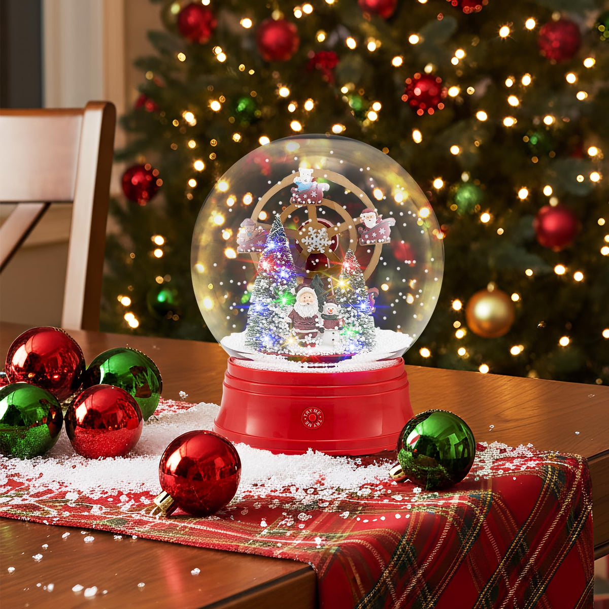 Lucktree 5 Ft Christmas Snow Globe Lantern ( Snowing Santa with Ferris Wheel )