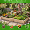 Lucktree 40" x 40" Square Fir Wood Planter Box with Open-Ended Base for Vegetables Flowers Herbs