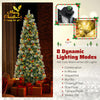 Lucktree 7.5ft Pre-Lit Artificial Christmas Tree, Hinged Xmas Tree with 1096 PVC & Pine Needles