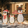 Lucktree Set of 3 Lighted Christmas Penguins with LED Lights Outdoor Glowing Holiday Display