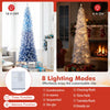 Lucktree 6FT / 7FT Blue Gradient Snow Flocked Christmas Tree with Warm White LED Lights