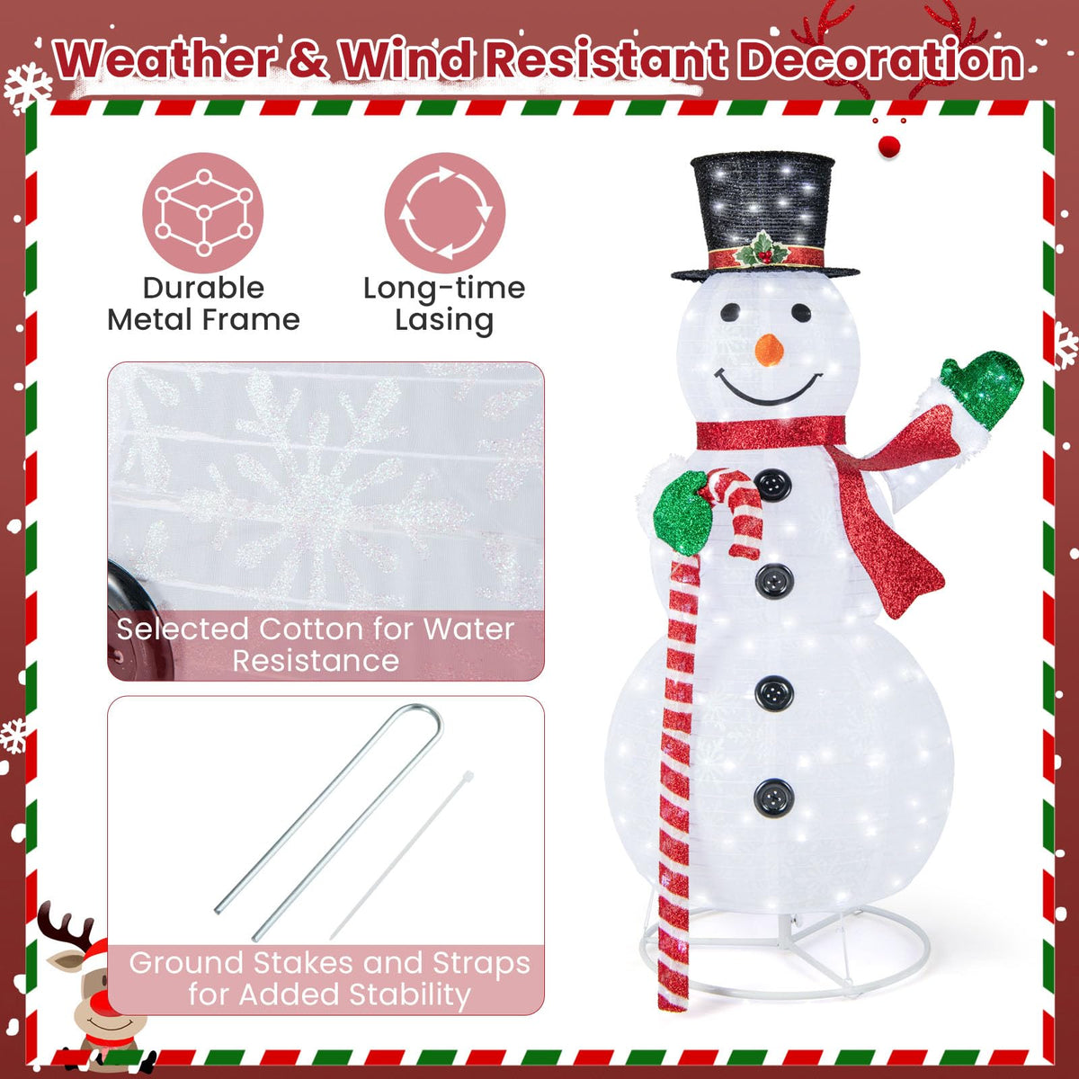 Lucktree 5 FT Pop-up Lighted Christmas Snowman