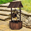 Lucktree Wishing Well Water Fountain Rustic Wooden Outdoor Garden Decorative Fountain Backyard w/ Electric Pump