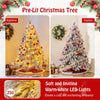 Lucktree 6ft Pre-Lit Snow Flocked Christmas Tree, Artificial Hinged Full Xmas Tree with 519 PVC & Pine Needles