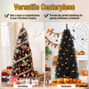 Lucktree Black Pencil Christmas Tree, Pre-lit Artificial Halloween Tree