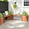 Lucktree Outdoor Bench with Raised Garden Bed, Wood Seat with Teak Oil Finish, Planter Box with Open-Ended Base