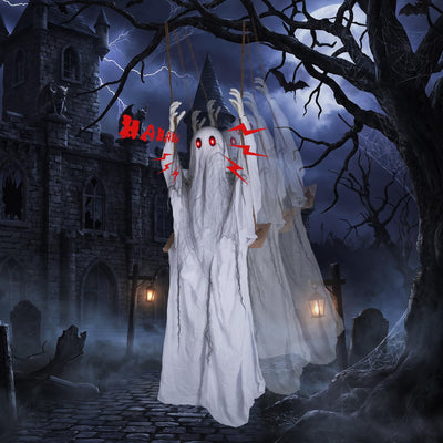 Lucktree 6.6 FT Halloween Animated Swing Ghost with Light up Eyes