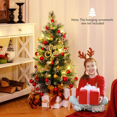 Lucktree 3ft Pre-Lit Mini Tabletop Christmas Tree with 20 Warm White LED Lights, 8 Modes, Timer, 81 PVC & Pine Needles
