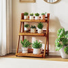 Lucktree Foldable Ladder Plant Shelf 3-Tier Solid Wood Indoor Outdoor Flower Pot Display Rack