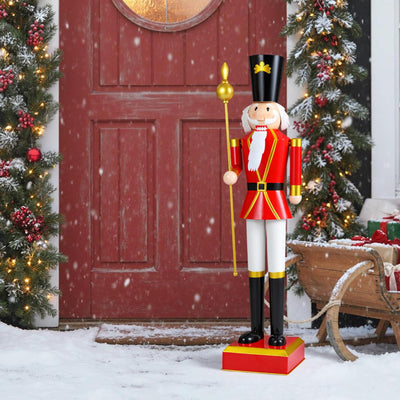 Lucktree 4' Christmas Nutcracker w/High Hat Beautiful Scepter Uniform & Boots