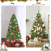 Lucktree Artificial Christmas Tree, Unlit Premium Hinged Spruce Xmas Tree with Solid Metal Stand, for Outdoor and Indoor Decor