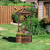 Lucktree Rustic Wooden Wishing Well Planter with Hanging Bucket, Roof Shadow
