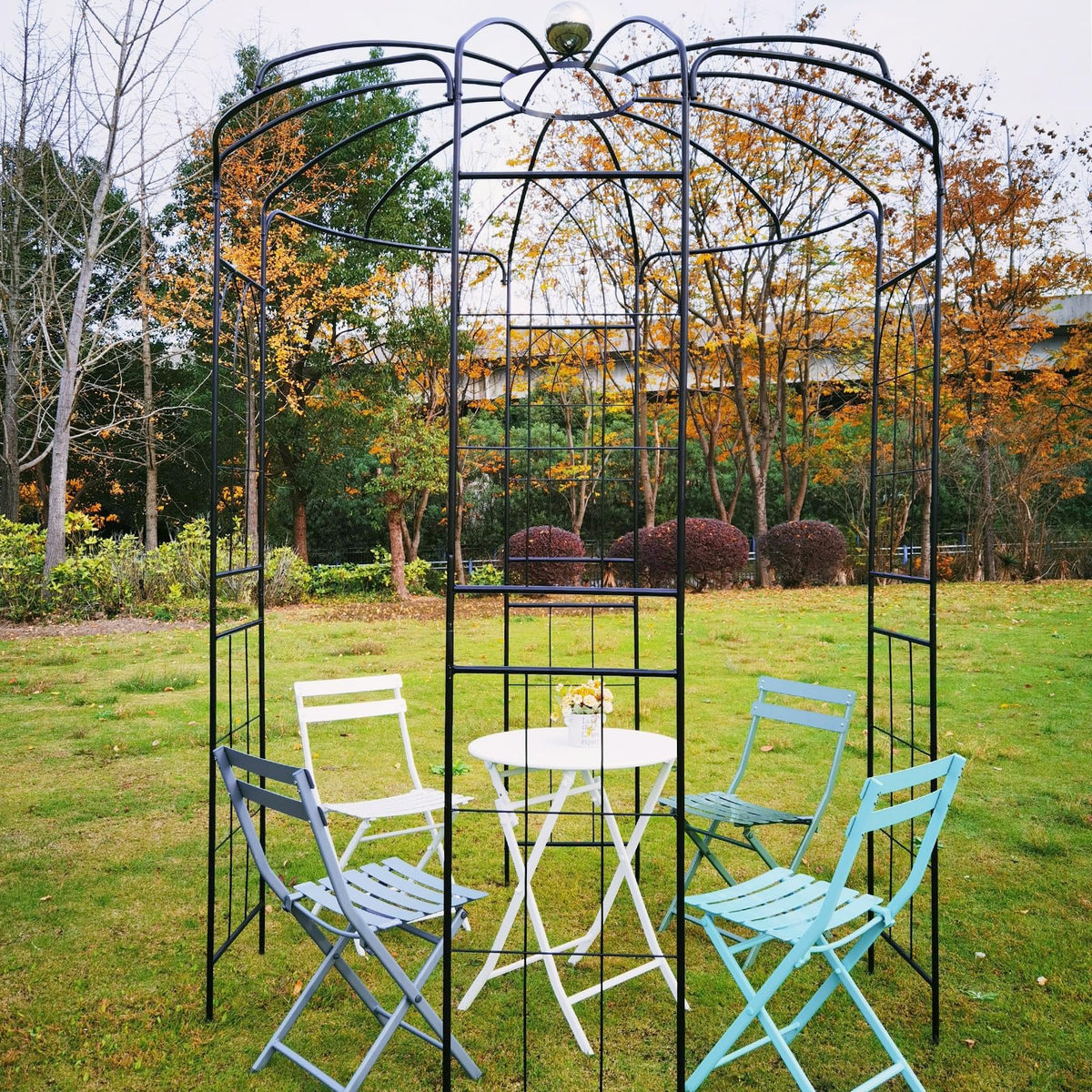 Lucktree Birdcage Shape Gazebo - 9.4' H x 6.8' W Metal Arch Trellis for Climbing Plants Clematis Vines