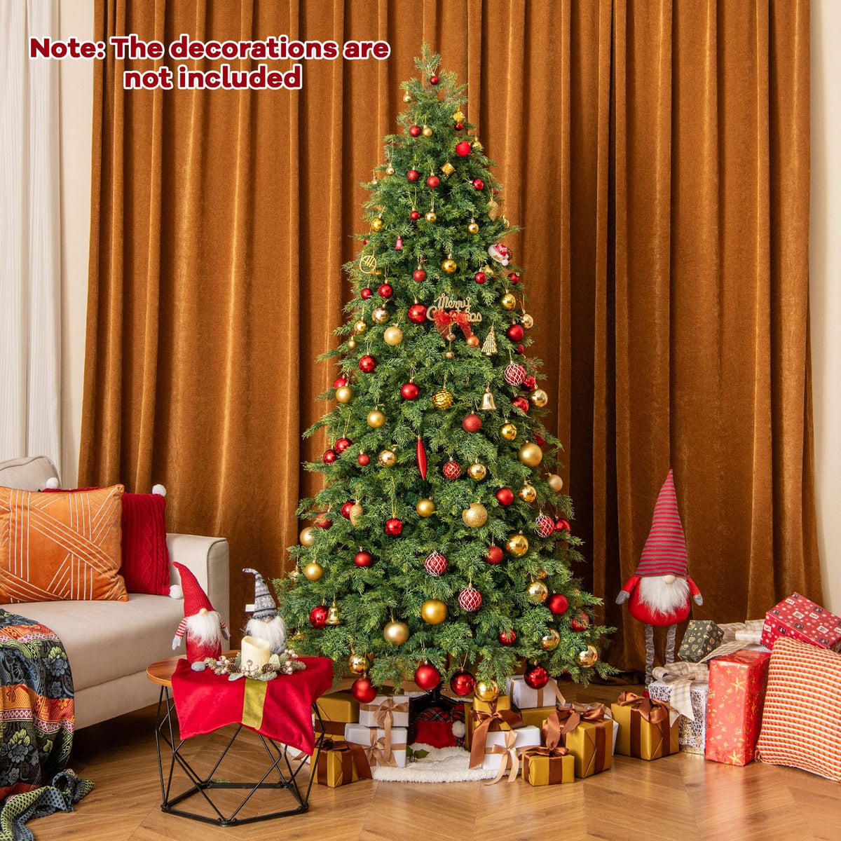 Lucktree 7.5ft Artificial Christmas Tree, Unlit Green Hinged Xmas Full Tree with 1019 Lush Branch Tips