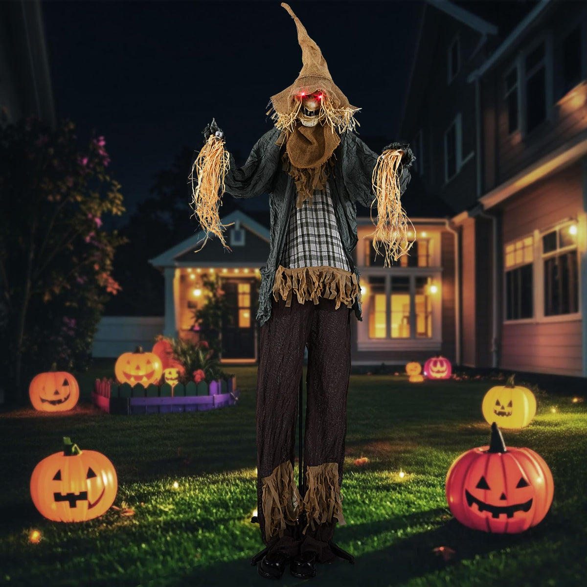 Lucktree 7 FT Halloween Decoration Animated Standing Scarecrow