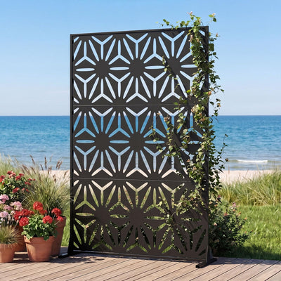 Lucktree 72''H x 48''W Freestanding Metal Privacy Screen with Stable Legs