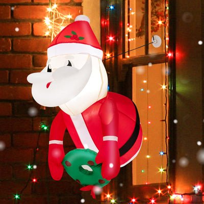 Lucktree 3.5 FT Christmas Lighted Inflatable Santa Claus Broke Out from Window