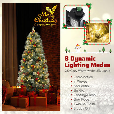 Lucktree 5ft Pre-Lit Artificial Christmas Tree, Hinged Xmas Tree with 453 PVC & Pine Needles