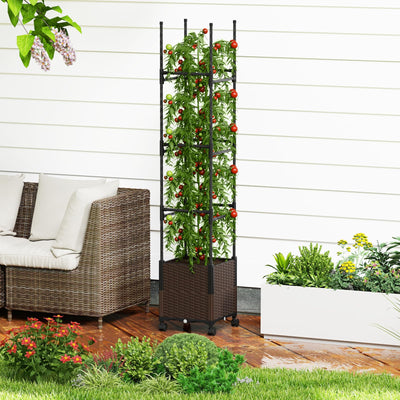 Lucktree Raised Garden Bed Planter Box with Trellis