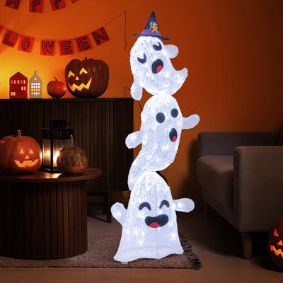 Lucktree 4 Ft Halloween Decorations Outdoor Stacked Ghosts, Free-Standing Cute Yard Decorations