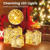 Lucktree Set of 3 Christmas Lighted Gift Boxes, 90 LED Light up Present Boxes with Bows