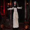 Lucktree 5.7 FT Halloween Standing Animatronics Ghost Bride with Flower