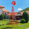 Lucktree 8.3FT Windmill Yard Garden Metal Ornamental Wind Mill Weather Vane Weather Resistant