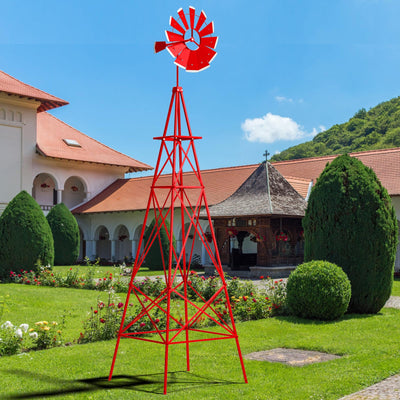 Lucktree 8.3FT Windmill Yard Garden Metal Ornamental Wind Mill Weather Vane Weather Resistant