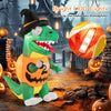 Lucktree 6 FT Inflatable Pumpkin Dinosaur, Blow up Yard Decoration with Built-in LED Lights & Witch Hat