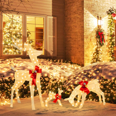 Lucktree 3 Pieces Lighted Christmas Reindeer Family Set