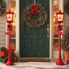 Lucktree 8 ft Musical Christmas Streetlight w/Warm White LED Lights Snowy Effects Santa Scene