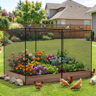 Lucktree Garden Crop Cage | 10 x 6.5 x 6.5 ft Plant Netting Cover w/Zipper Doors