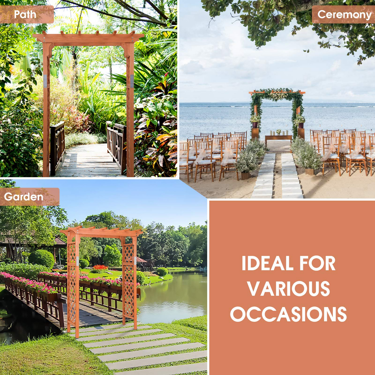 Lucktree 88inch Wood Garden Arbor