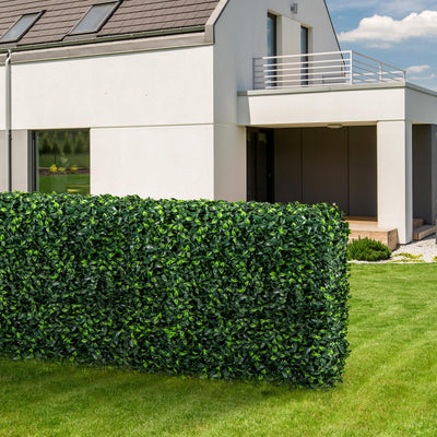 Lucktree Artificial Boxwood Hedge Wall, Faux Grass Wall with PE Leaves and Aluminum Frame