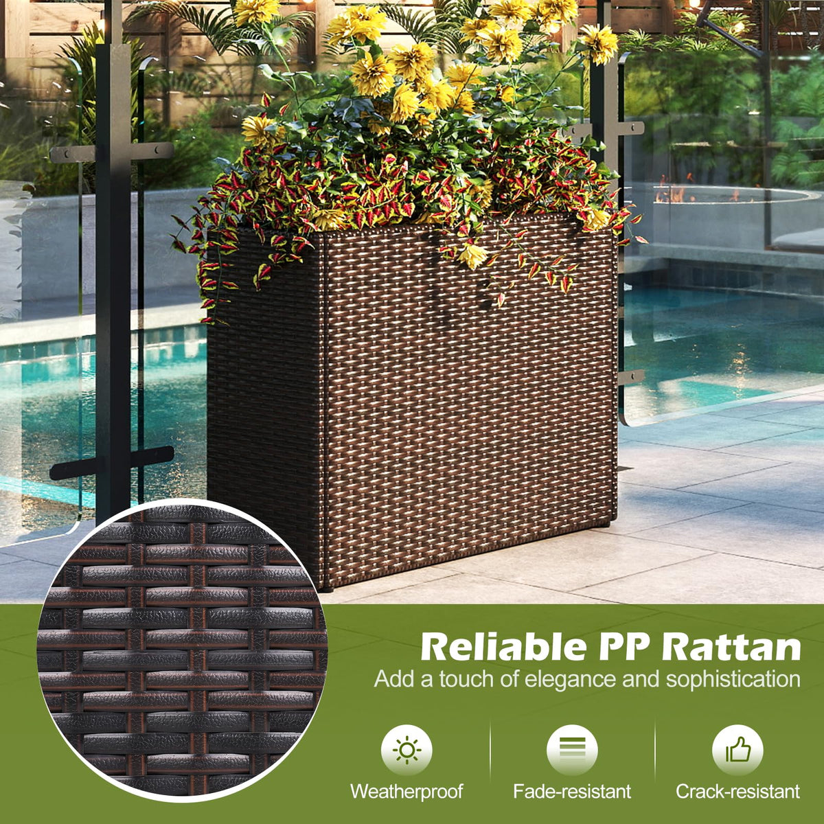 Lucktree 32”x11”x24" Wicker Raised Garden Bed