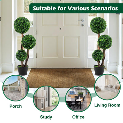 Lucktree 3ft Artificial Boxwood Topiary Ball Tree, Faux Potted Plants with Solid Wood Trunks